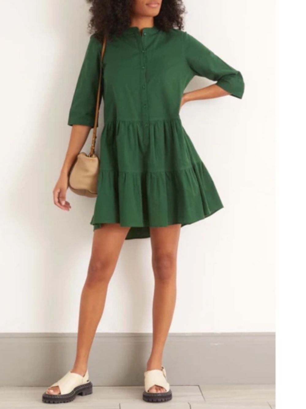 Apiece Apart Linen Mini Dress Women’s Medium Green Drop Waist AA